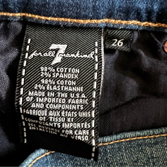 NWOT 7 For All Mankind Ankle Skinny Jeans in Distressed with Daisies, size 26 - Picture 11 of 16